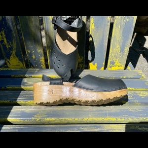 Gorgeous Black Sven wedge heeled Mary Jane clogs